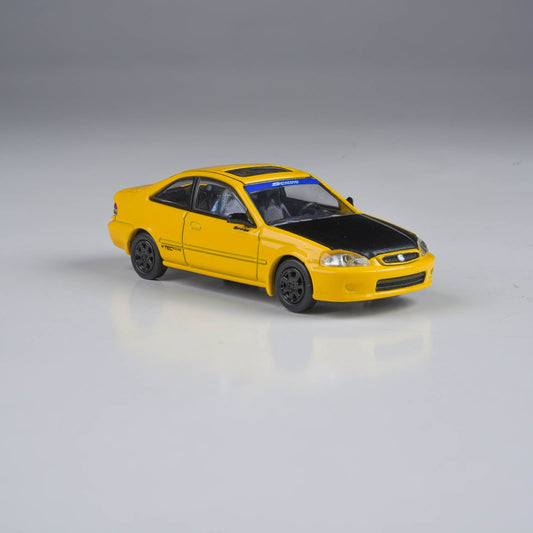 Honda Civic Coupe EM1 Yellow with Carbon Hood