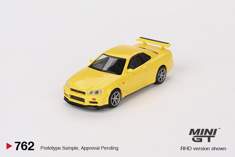 Mini GT Nissan Skyline GT-R (R34) V-Spec Lightning Yellow (RHD) 1