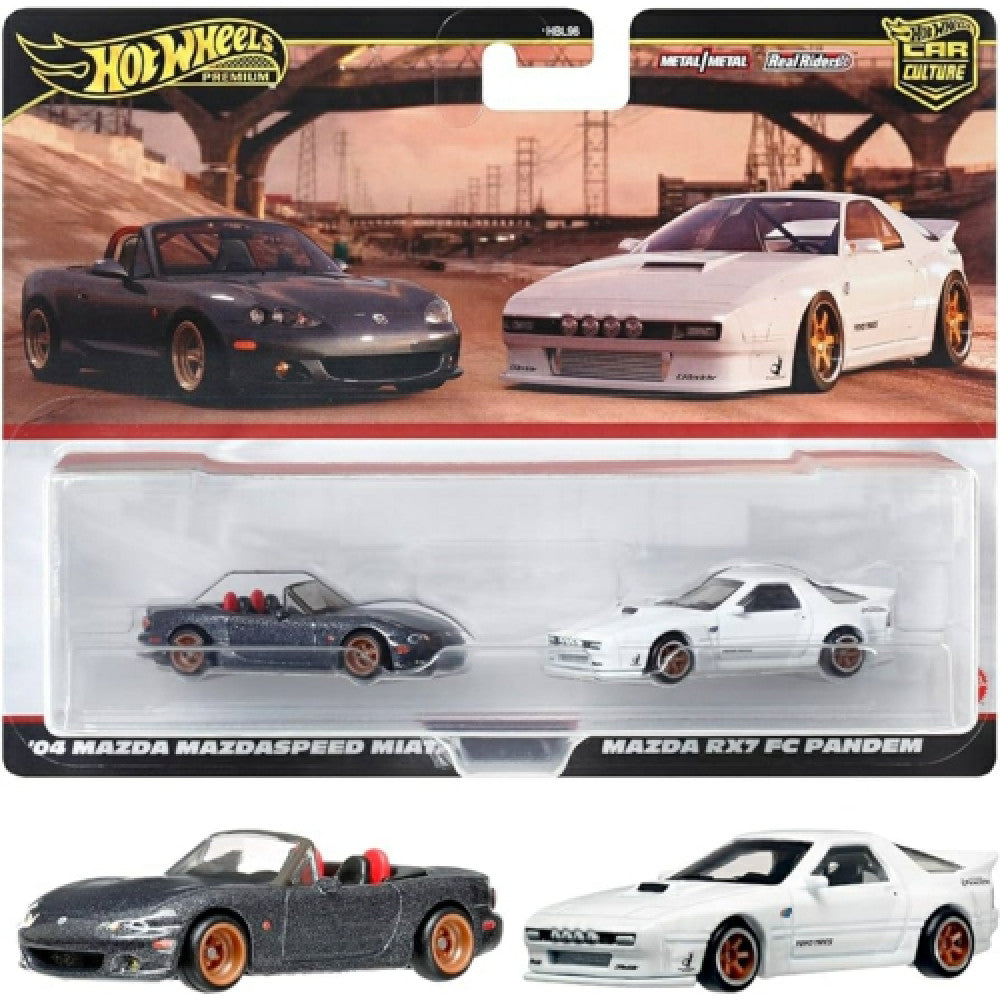Hot Wheels 2-Pack: Mazda MazdaSpeed Miata, Mazda RX-7 FC Pandem, and Ford Escort RS Cosworth