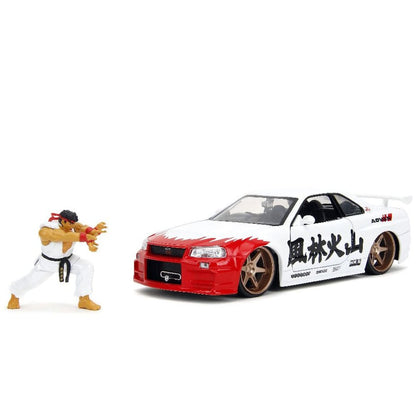 Street Fighter 2002 Nissan Skyline GT-R R34 with Ryu Figure