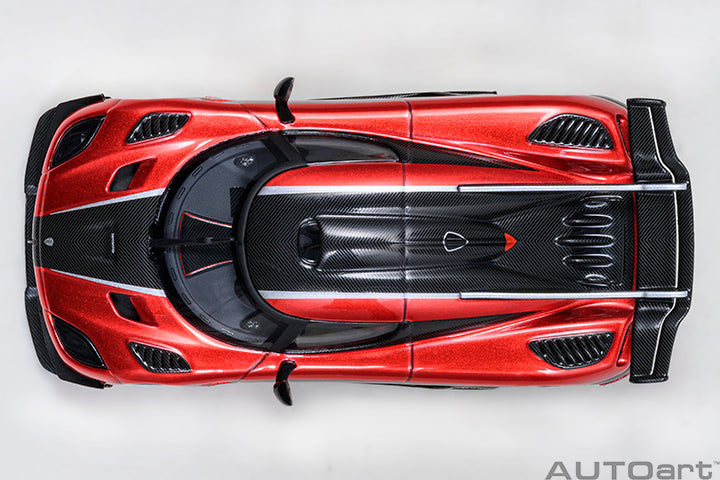Koenigsegg One:1 Apple Red with Carbon Fibre Silver Stripes