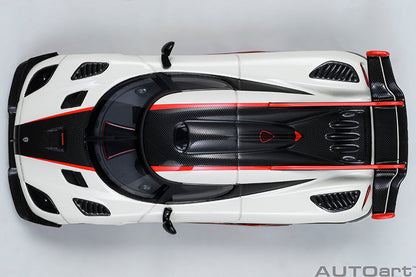 Koenigsegg One:1 Pebble White with Carbon Black and Red Accents