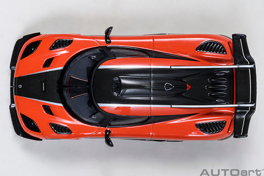 Koenigsegg One:1 Lava Orange with Carbon Fibre Silver Stripes