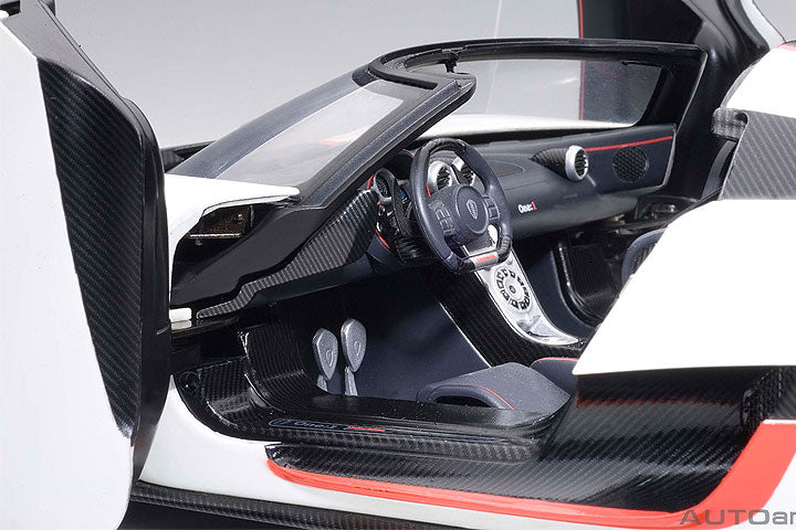 Koenigsegg One:1 Pebble White with Carbon Black and Red Accents