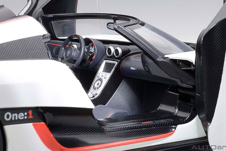 Koenigsegg One:1 Pebble White with Carbon Black and Red Accents