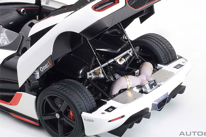Koenigsegg One:1 Pebble White with Carbon Black and Red Accents