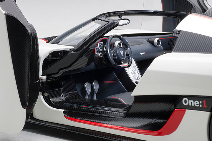 Koenigsegg One:1 Pebble White with Carbon Black and Red Accents