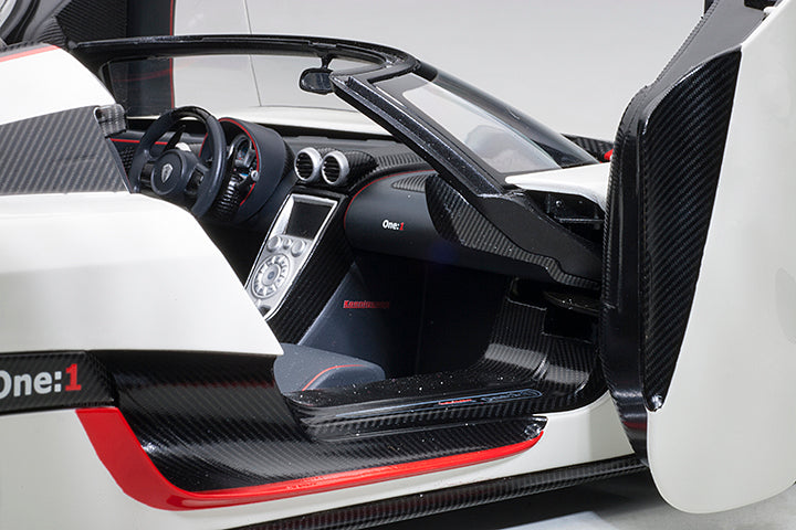 Koenigsegg One:1 Pebble White with Carbon Black and Red Accents
