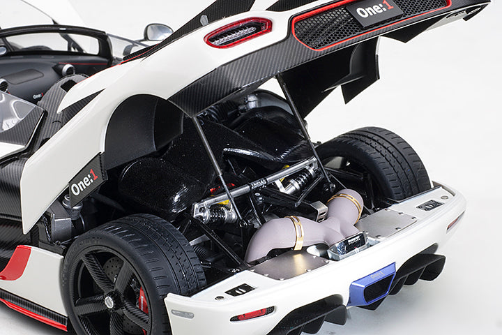 Koenigsegg One:1 Pebble White with Carbon Black and Red Accents