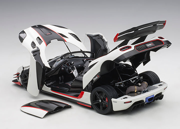 Koenigsegg One:1 Pebble White with Carbon Black and Red Accents