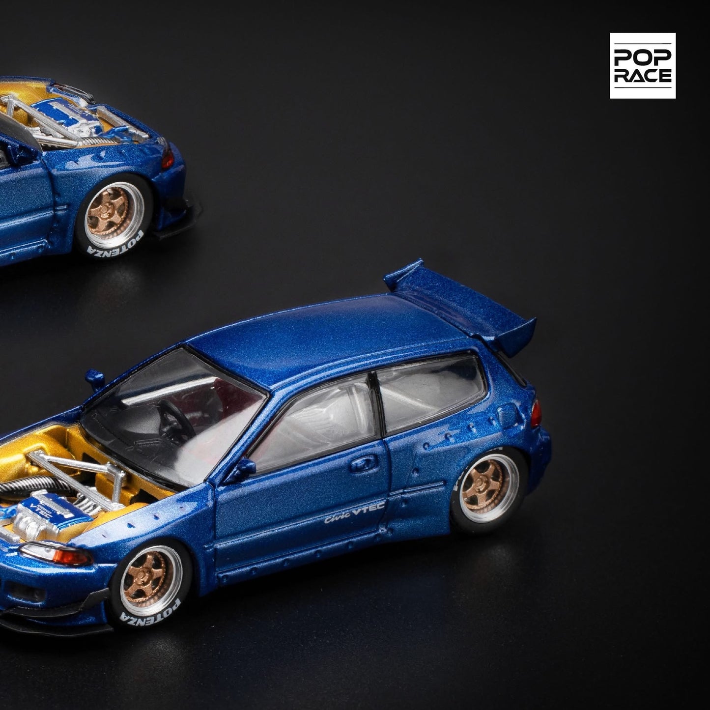 Honda Civic EG6 Pandem Metallic Blue with Open Hood