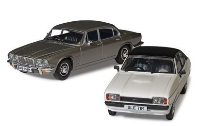 Ford Capri Mk2 2.0S Diamond White and Jaguar XJ6 Series 2 Silver Twin Set