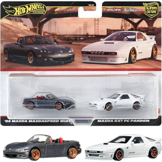 Hot Wheels 2-Pack: Mazda MazdaSpeed Miata, Mazda RX-7 FC Pandem, and Ford Escort RS Cosworth